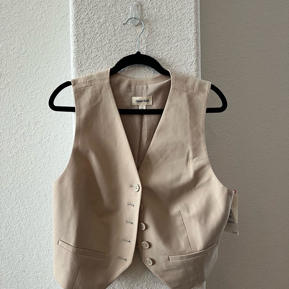 Open Edit Beige Sleeveless Vest